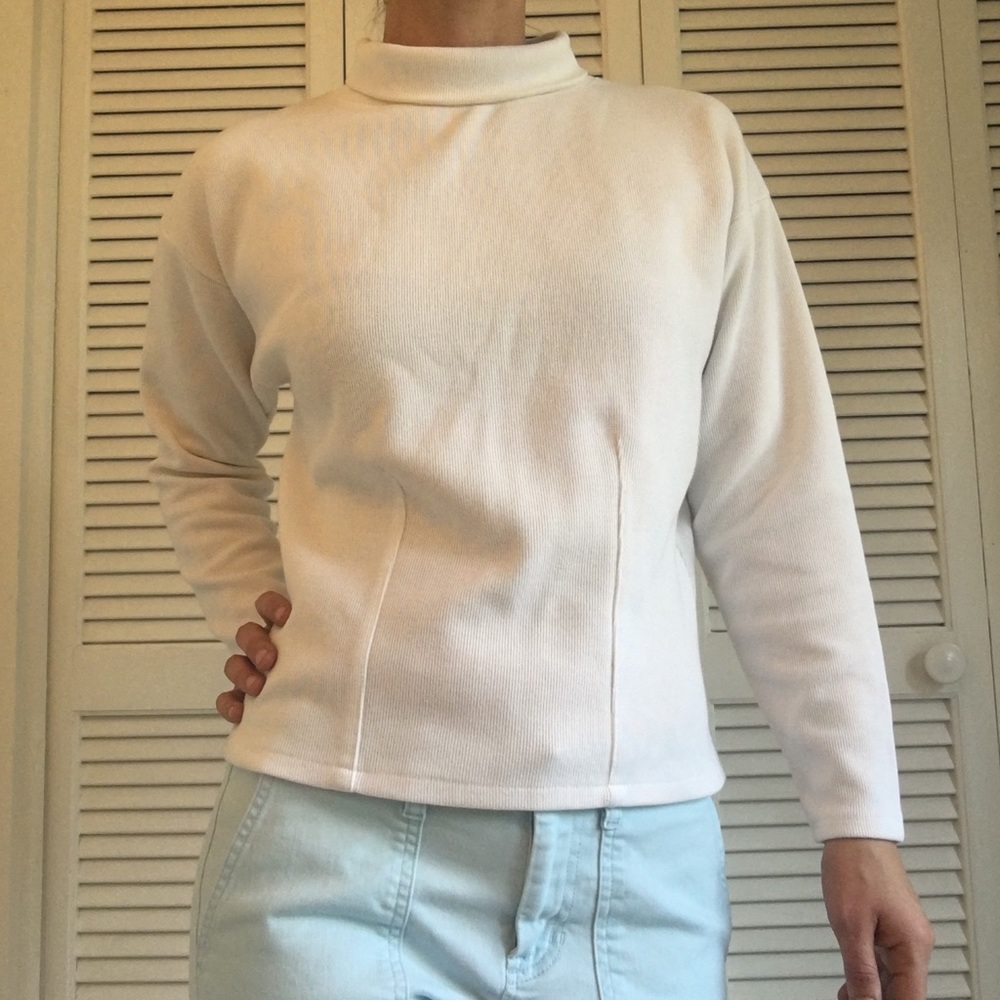Vintage Express Tricot White Cowl Neck Sweater